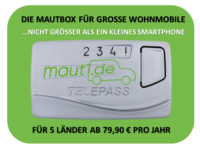 Die Mautbox von maut1.de für große Wohnmobile - 5 Länder ab 79,90 € pro Jahr